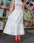 Cotton Lace Tiered Skirt
