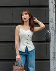Sleeveless Button Front Top