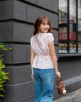 Gathered Cape Sleeve Blouse