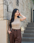 Button-Front Knit Vest Top