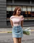 Asymmetric Off-Shoulder Knit Top