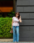 Gathered Cape Sleeve Blouse