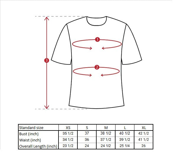 RAEA Classic Tee Size Guide