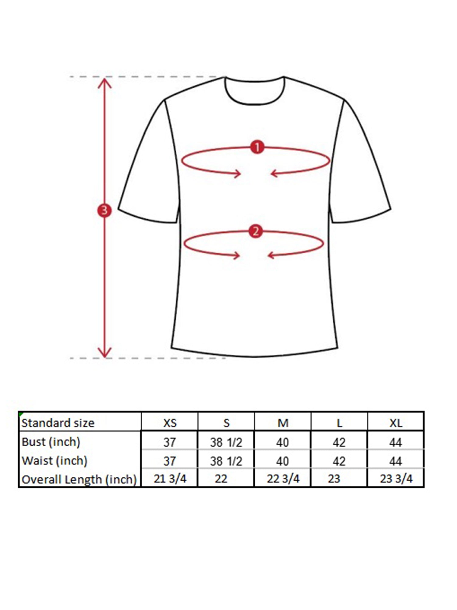 Luca Puzzle T-Shirt Size Guide