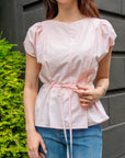 Gathered Cape Sleeve Blouse