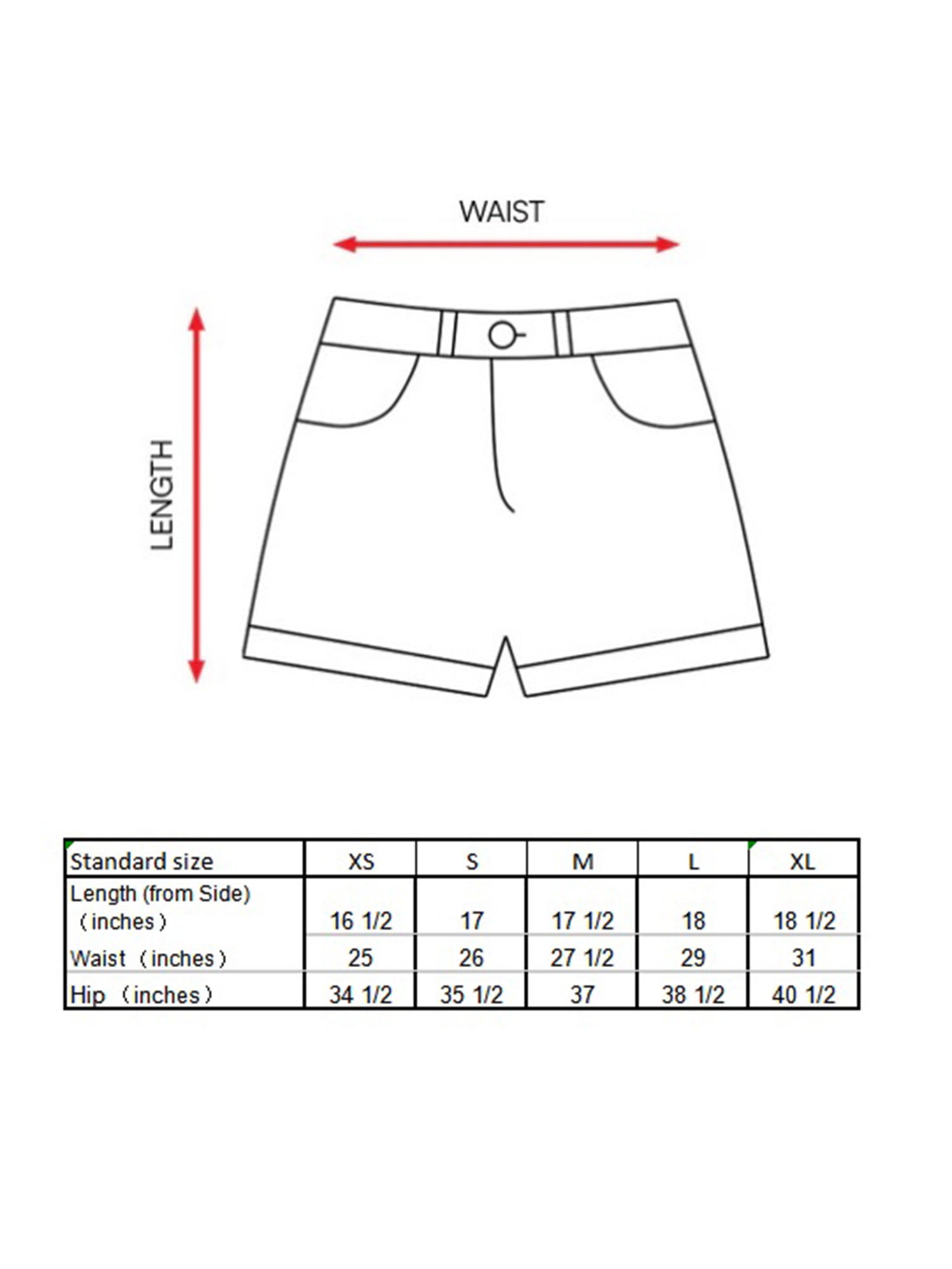 Abbie Shorts Size Guide