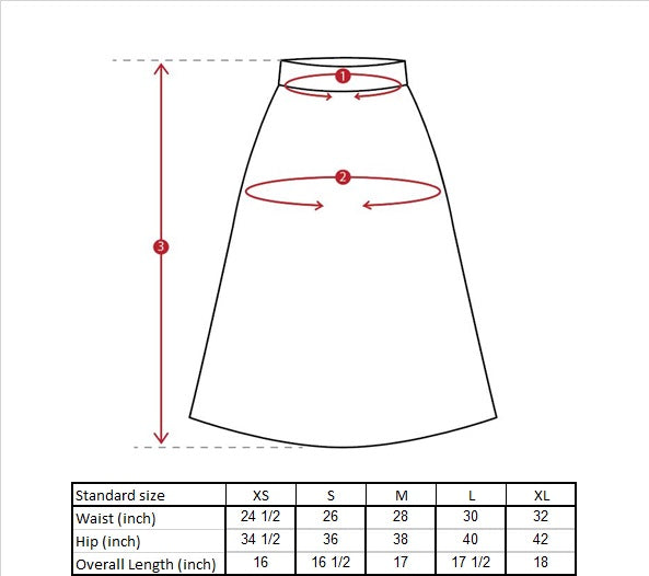 Avery Panel Cut Mini Skirt Size Guide