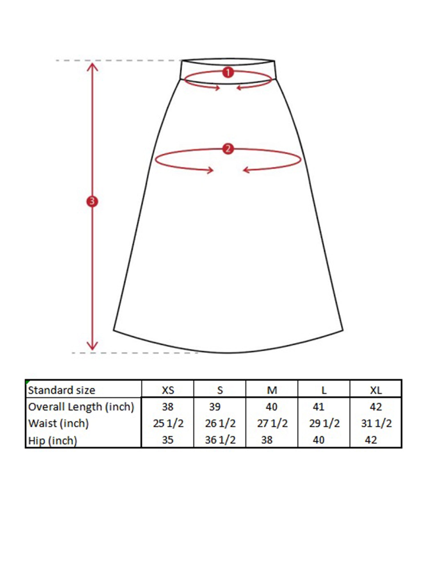 Madison Linen Skirt Size Guide