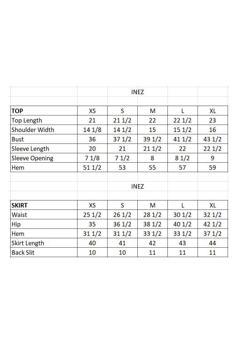 Inez Modern Kurung Set Size Guide