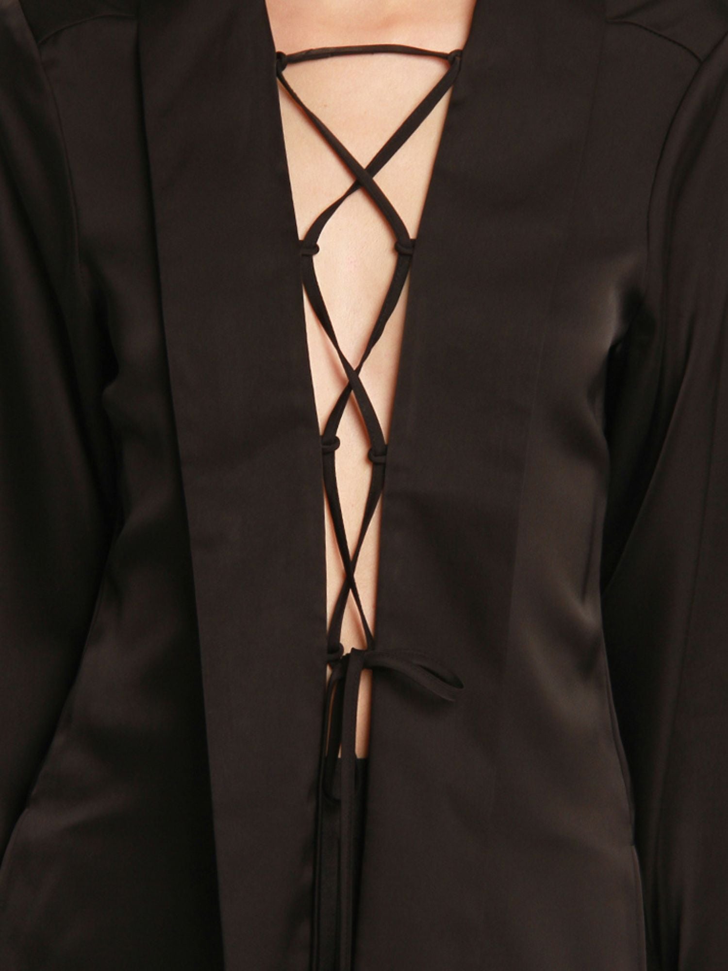 Maelle Long Sleeve Lace Up Blouse
