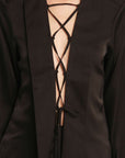 Maelle Long Sleeve Lace Up Blouse