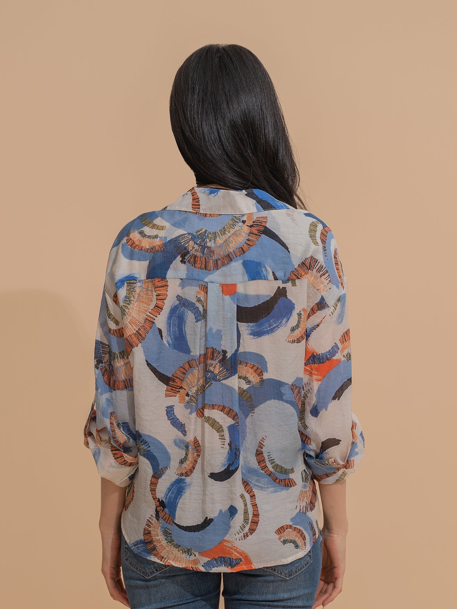 Abstract Print Wrap Shirt