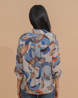 Abstract Print Wrap Shirt