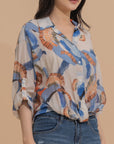 Abstract Print Wrap Shirt