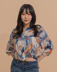 Abstract Print Wrap Shirt