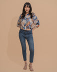 Abstract Print Wrap Shirt