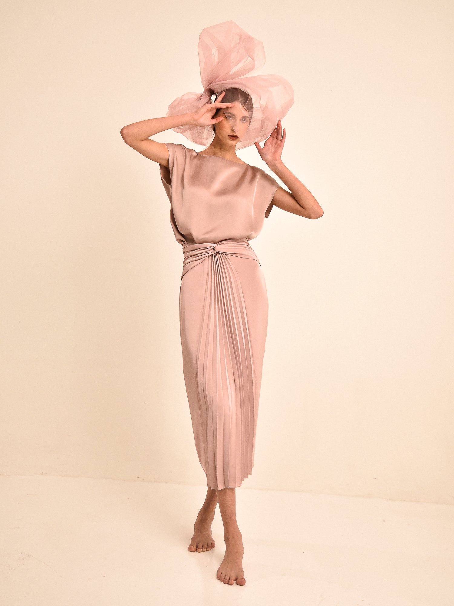 Yevette Drape Twist Midi Skirt