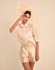 Blanche Long Sleeve Shirt with Sheer Panels