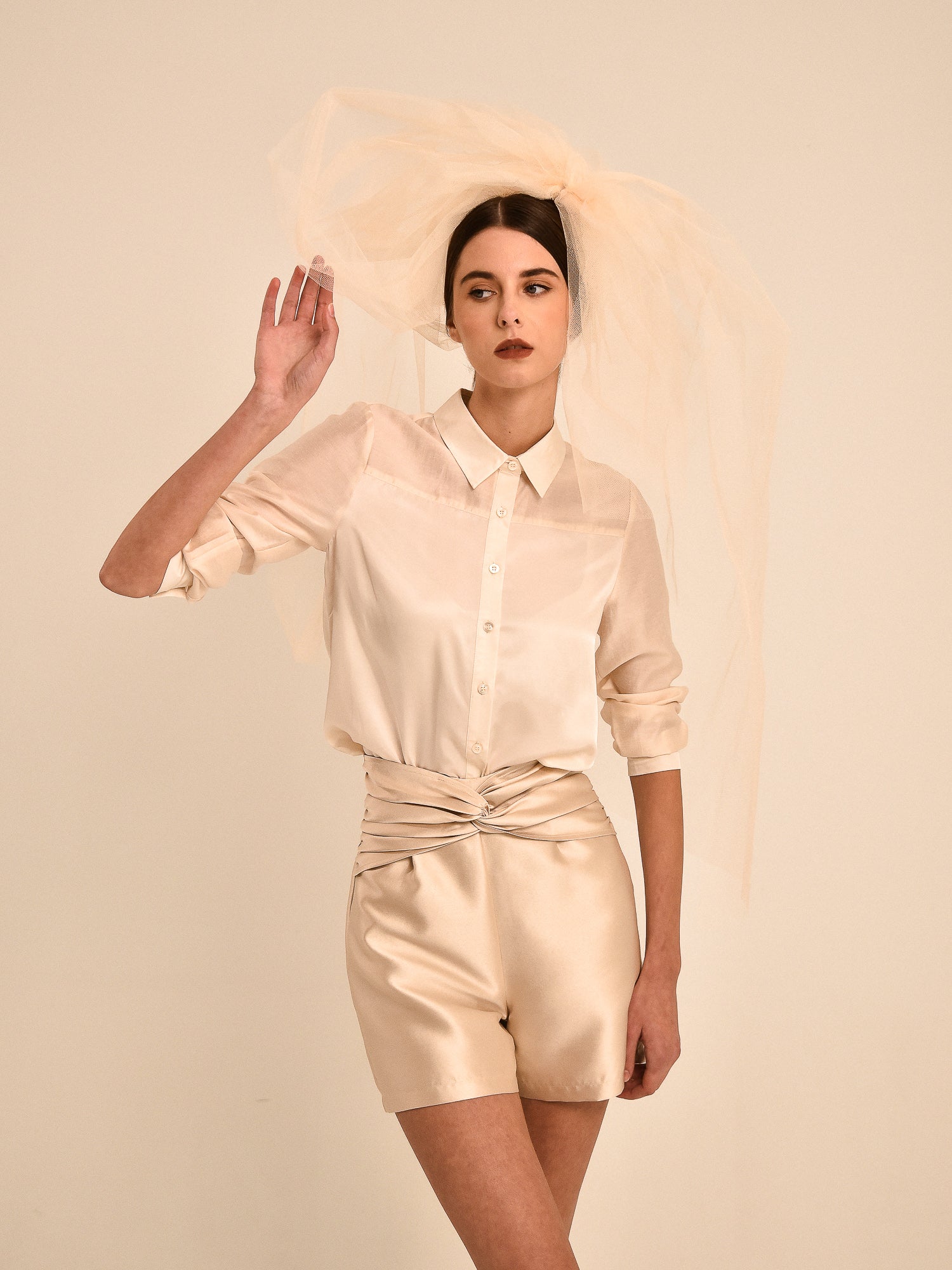 Blanche Long Sleeve Shirt with Sheer Panels