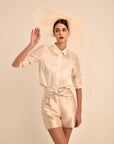 Blanche Long Sleeve Shirt with Sheer Panels