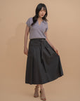 Belted Pleated Skirt