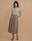 Belted Pleated Skirt
