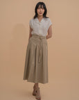 Belted Pleated Skirt
