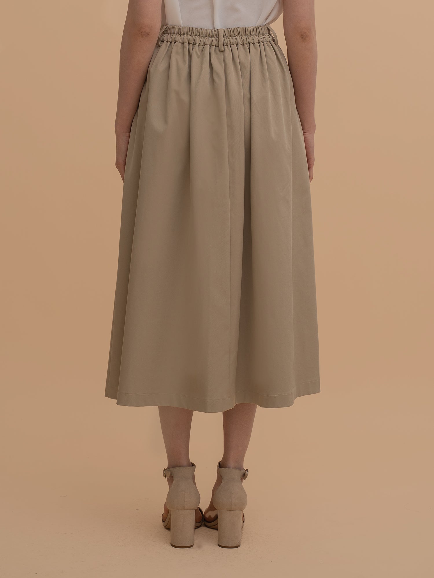 Belted Pleated Skirt