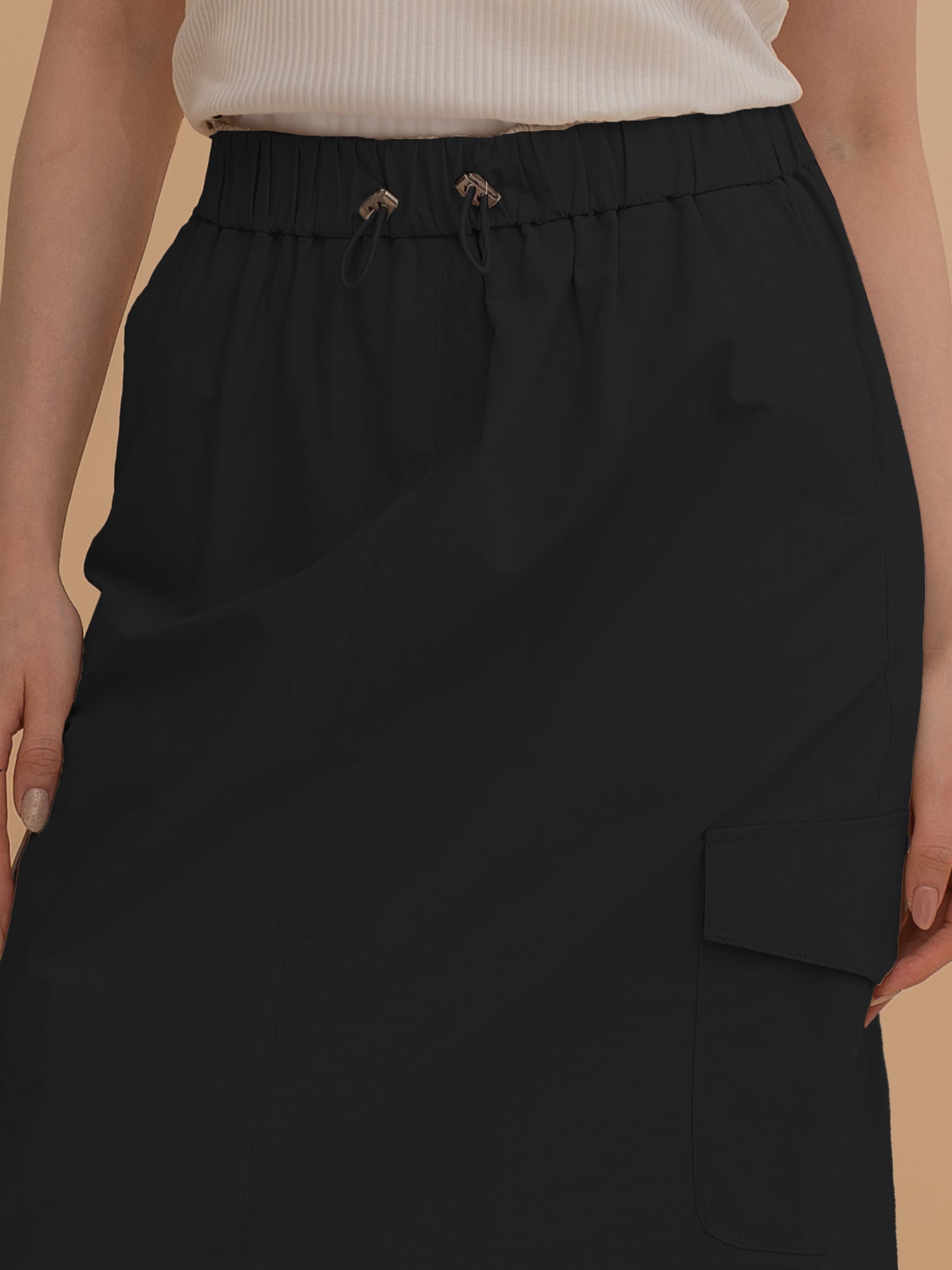 Casual Drawstring Long Skirt