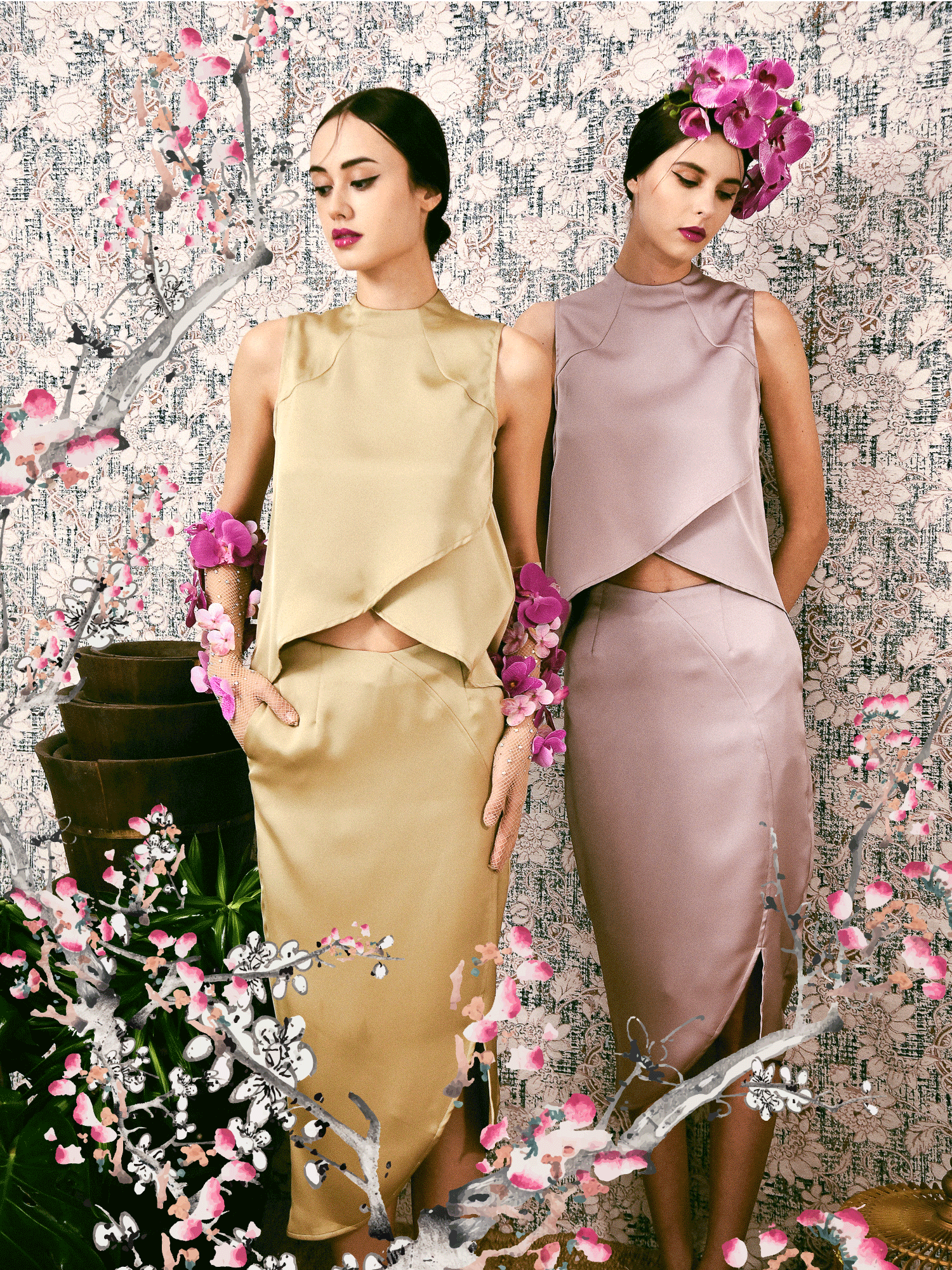 Jia Asymmetric Panel Midi Skirt
