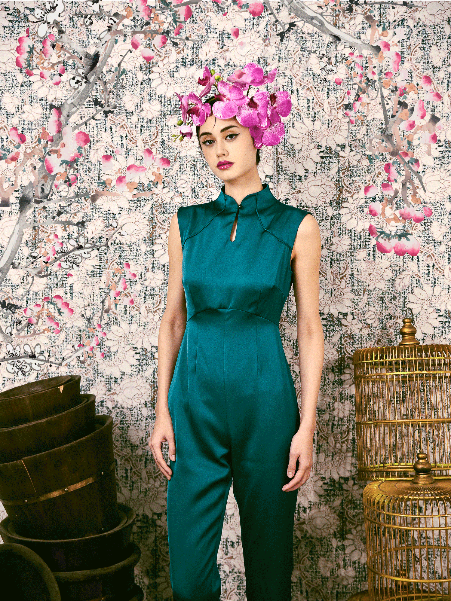Joy Mandarin Collar Sleeveless Jumpsuit