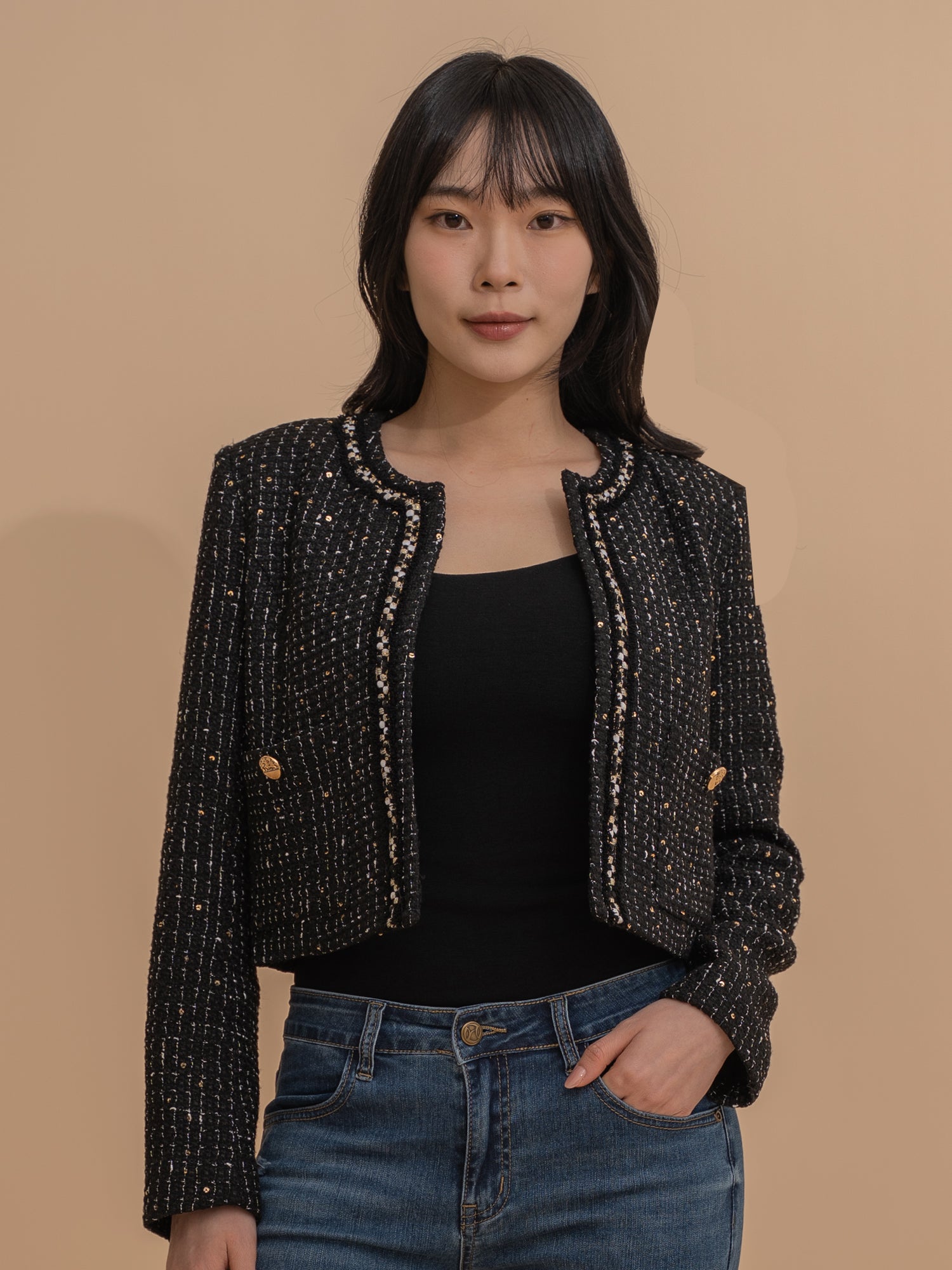 Chic Edge Tweed Jacket