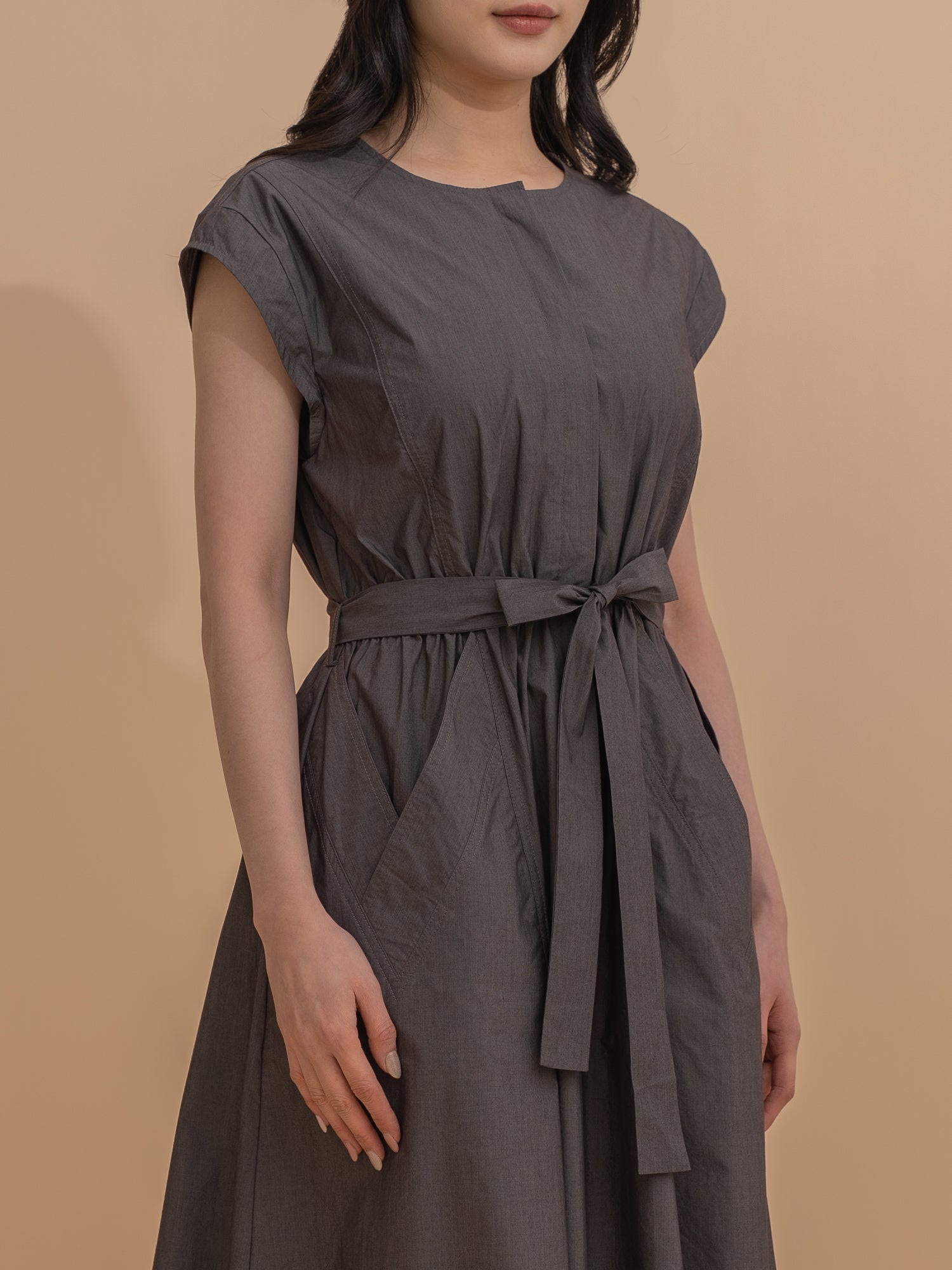 Cinched-Waist Belted Dress