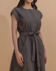 Cinched-Waist Belted Dress