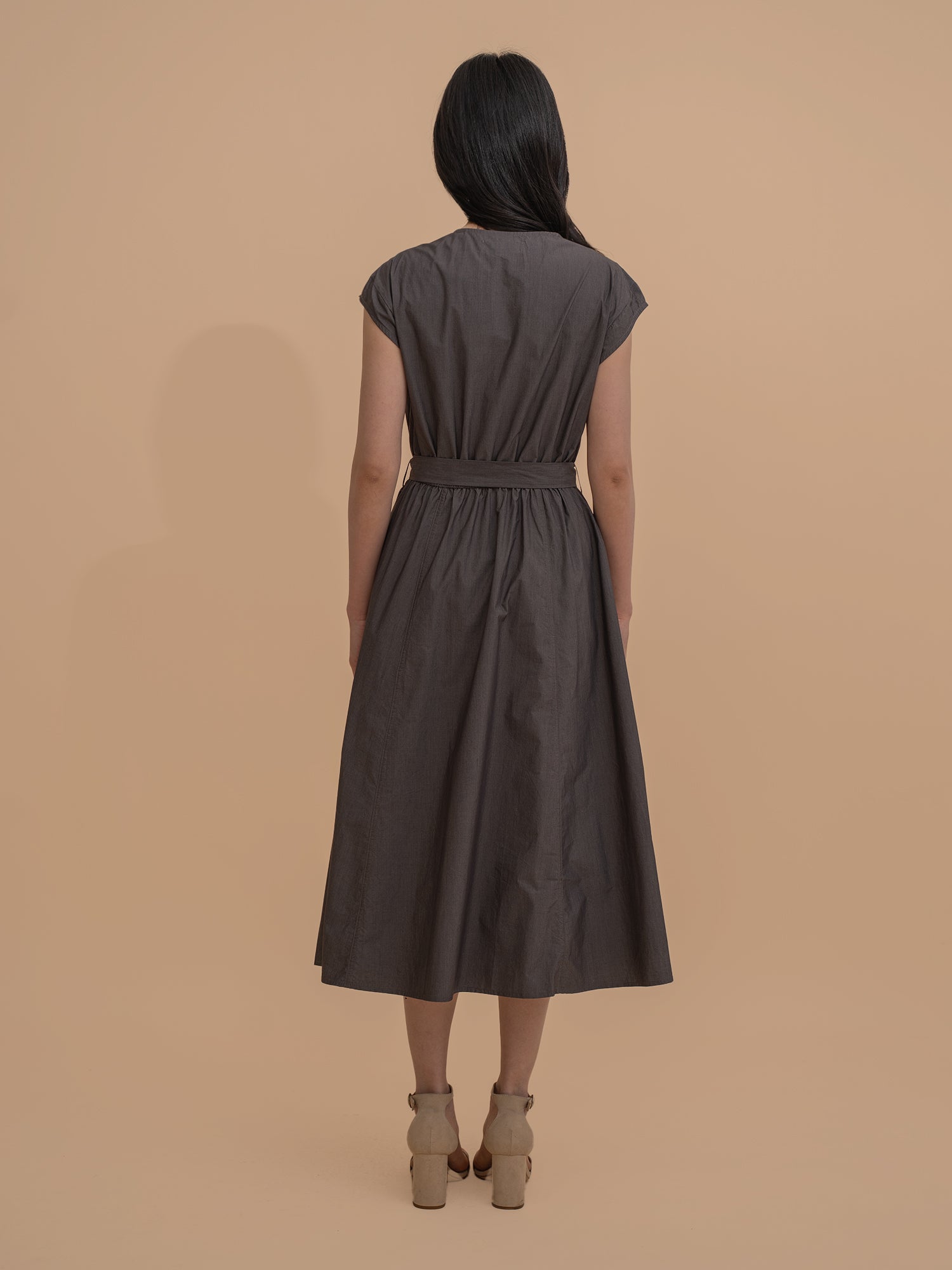 Cinched-Waist Belted Dress