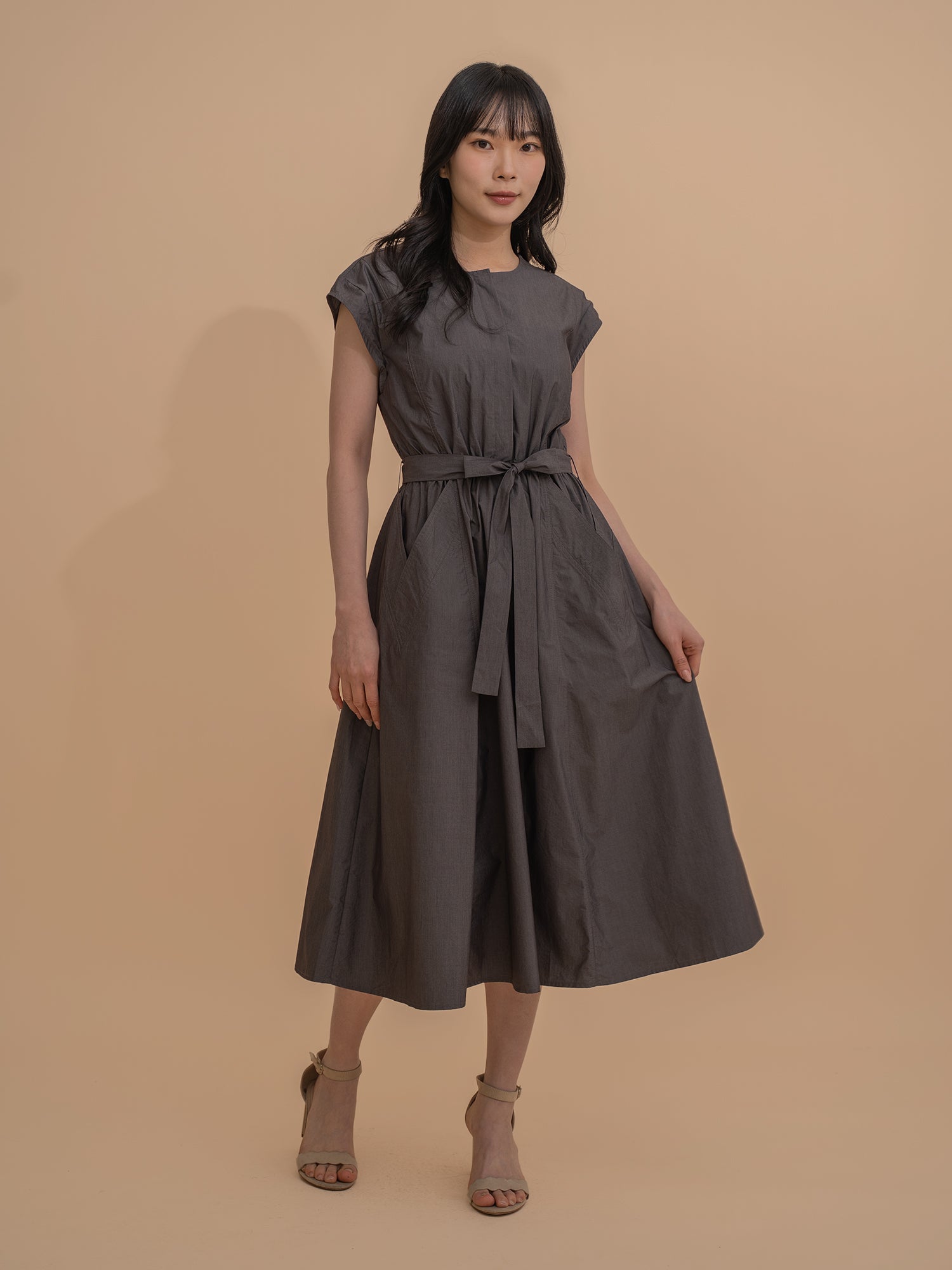 Cinched-Waist Belted Dress
