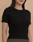 Cable Knit Short Sleeve Top