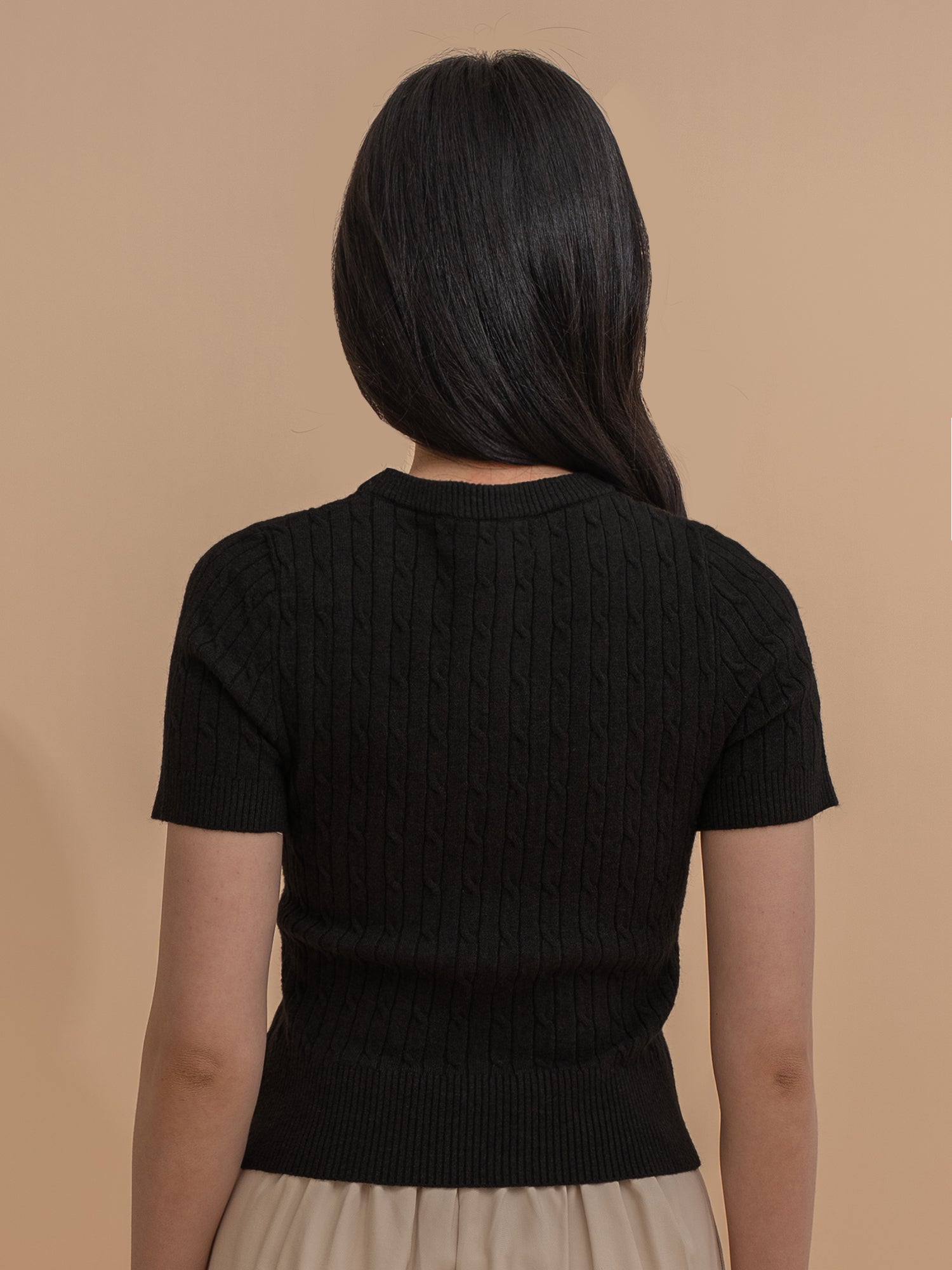 Cable Knit Short Sleeve Top