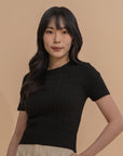Cable Knit Short Sleeve Top