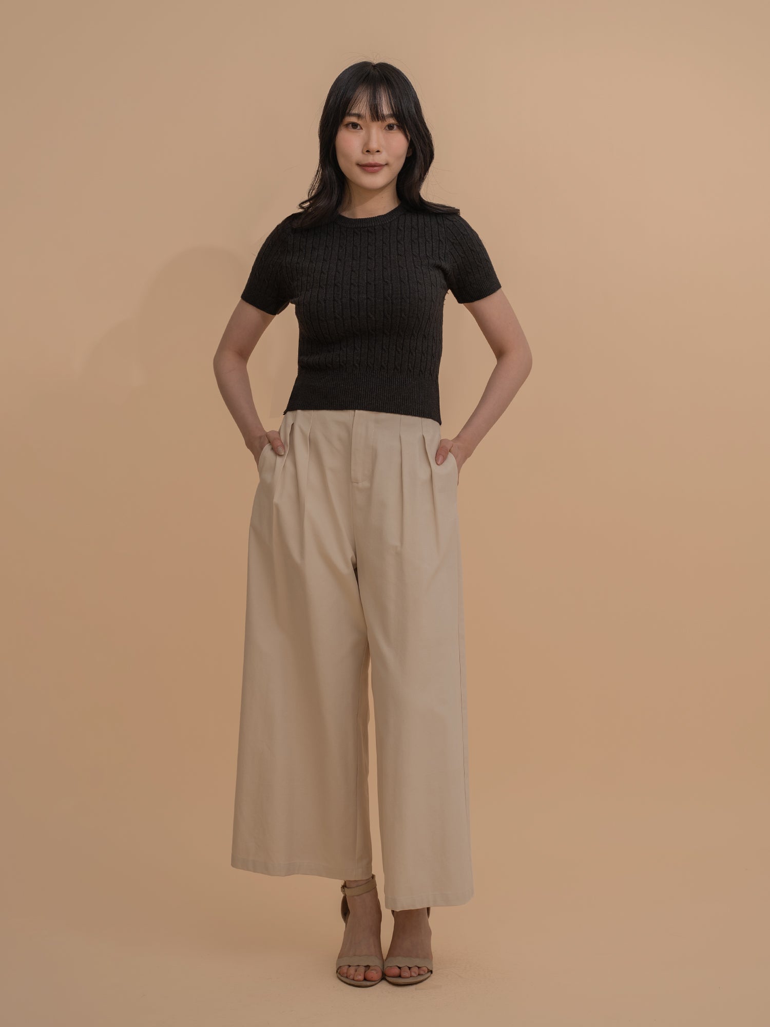 Cable Knit Short Sleeve Top