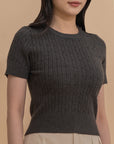 Cable Knit Short Sleeve Top