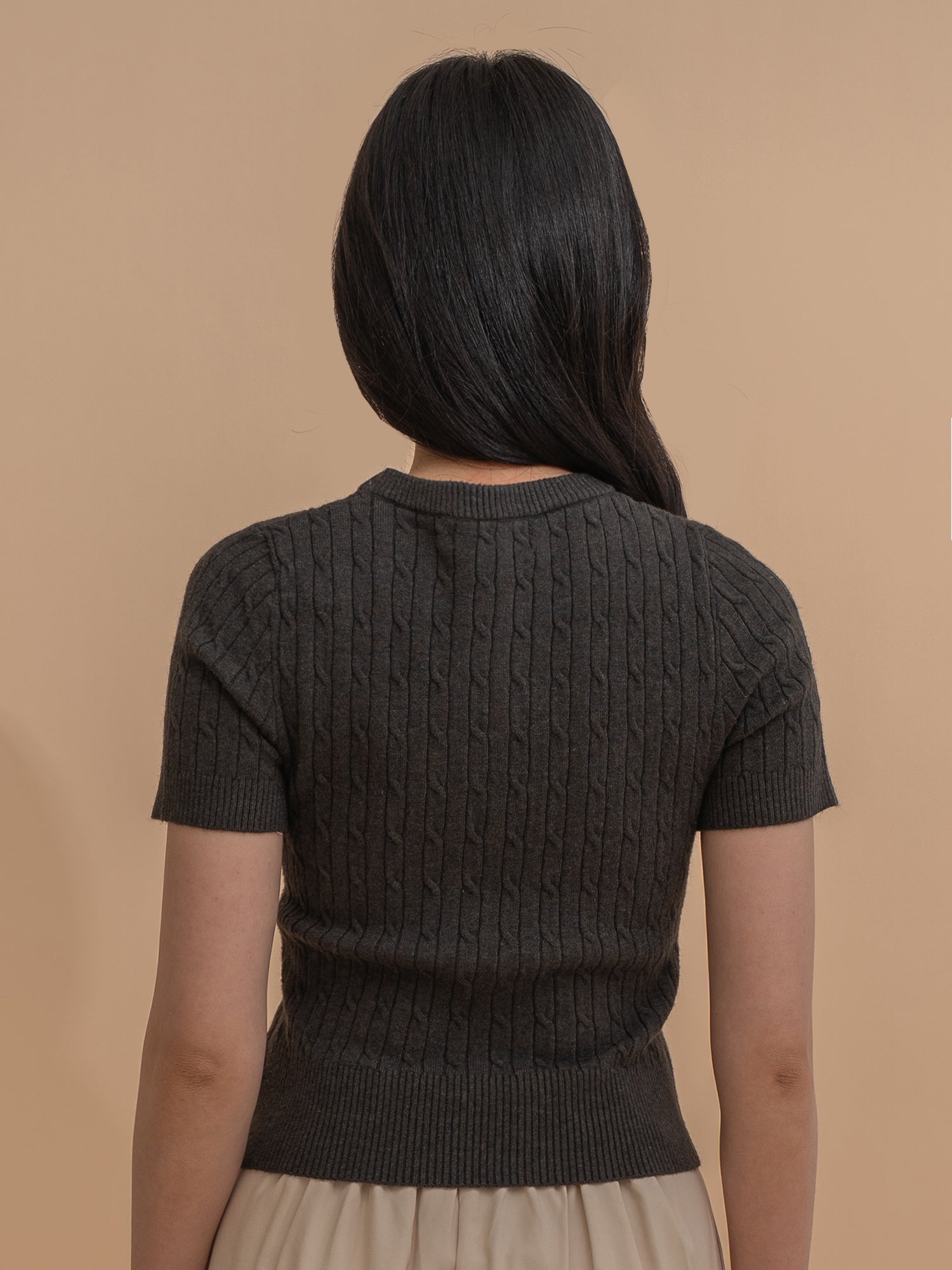 Cable Knit Short Sleeve Top