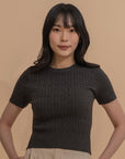 Cable Knit Short Sleeve Top