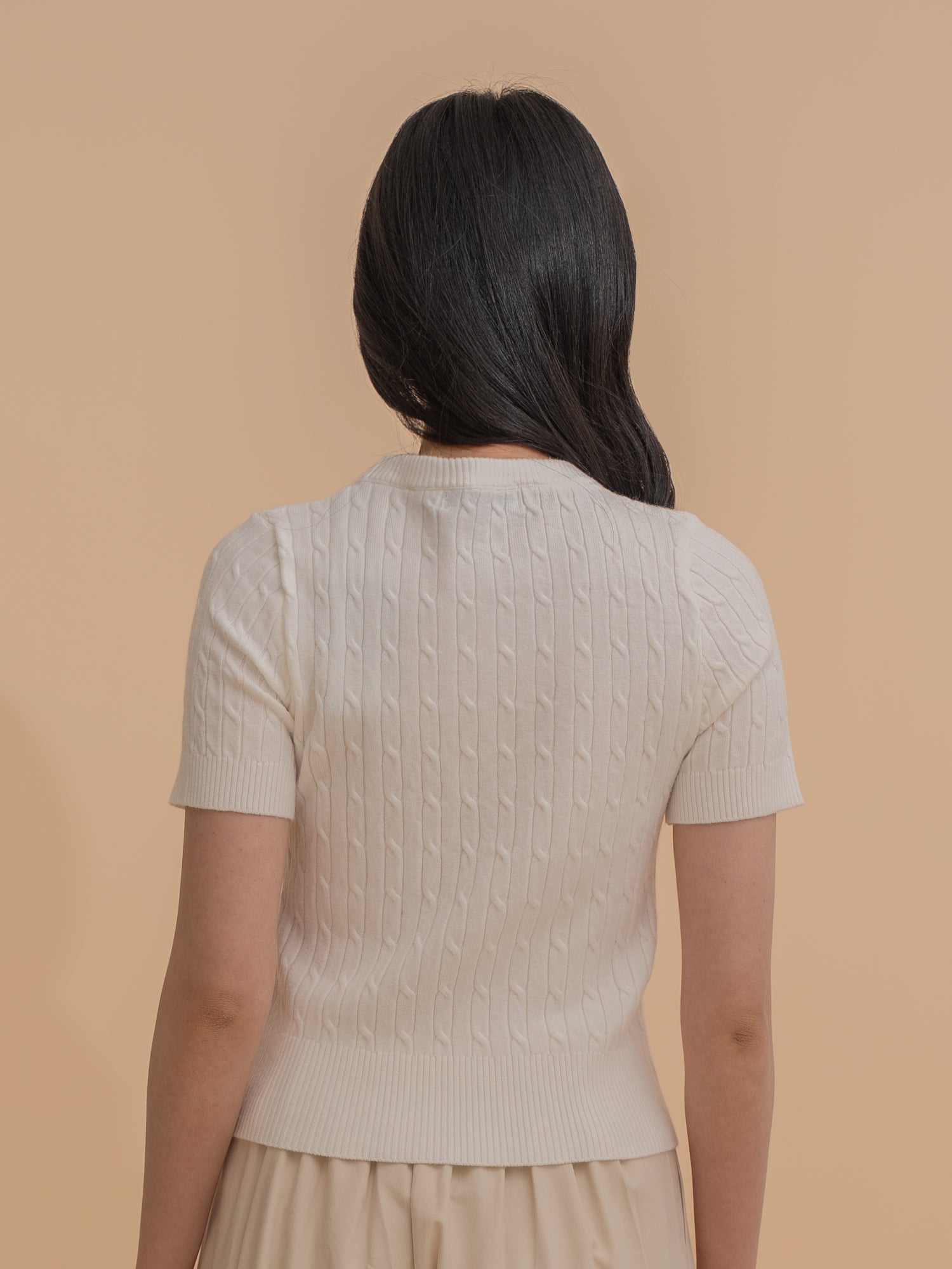 Cable Knit Short Sleeve Top