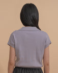 Collar Yarn Knit Drop Shoulder Top