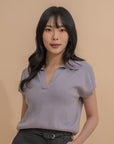 Collar Yarn Knit Drop Shoulder Top