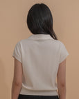 Collar Yarn Knit Drop Shoulder Top