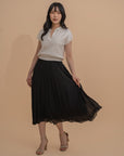 Collar Yarn Knit Drop Shoulder Top