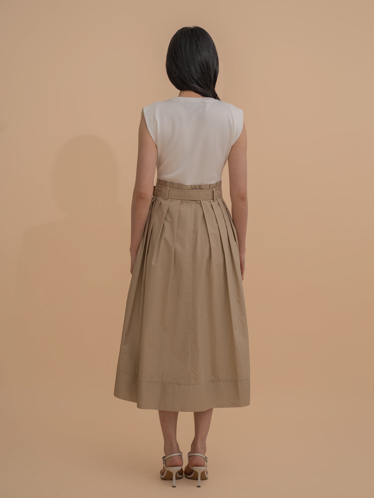 Colorblock Pleated Belted Dress