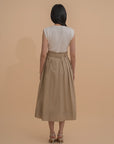 Colorblock Pleated Belted Dress